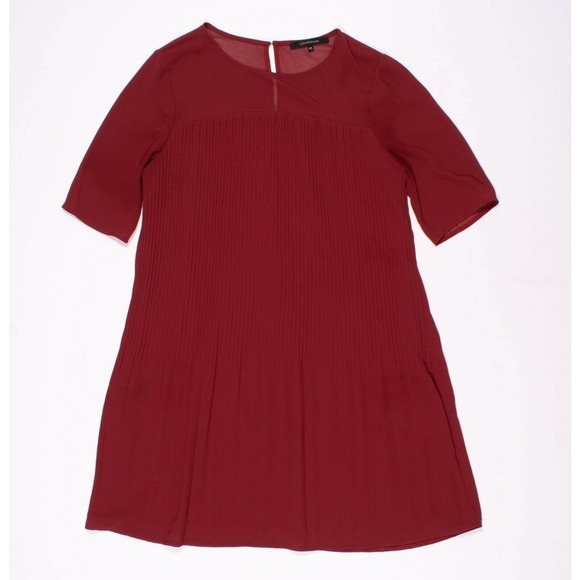 La Fee Maraboutee Red Pleated Short Sleeve Shift Mini Dress - Picture 1 of 5